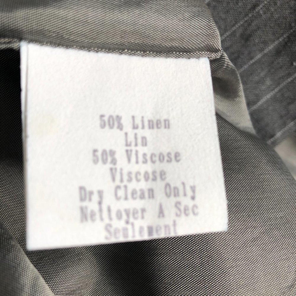 Vintage Gray Lafayette 148 Linen Blend Pinstripe Double-Breasted Blazer Size 12 - Picture 8 of 8